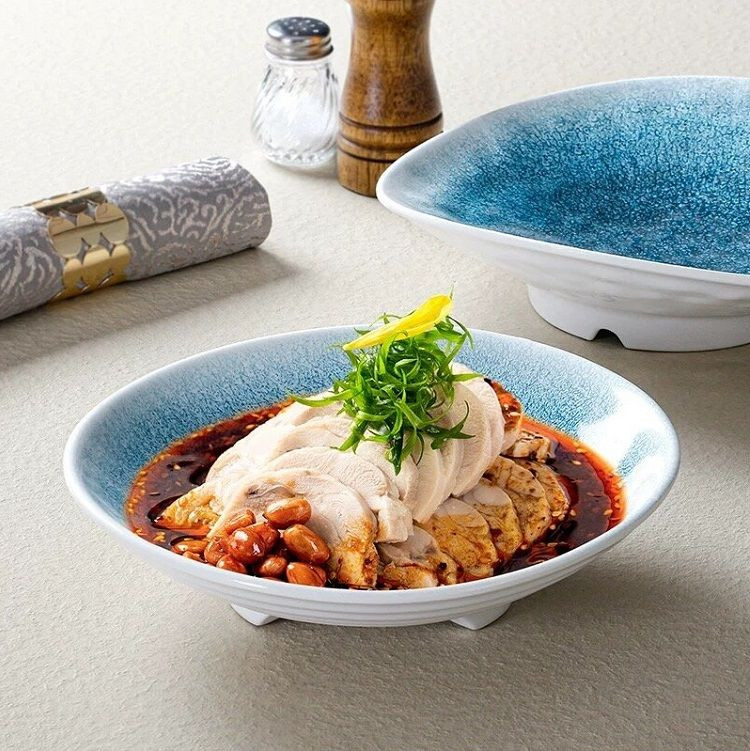 Blue melamine dinnerware 8.3-11.0 inch color soup plates
