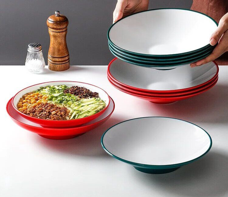 Red melamine dinnerware 7.7-9.7 inch color noodle bowls