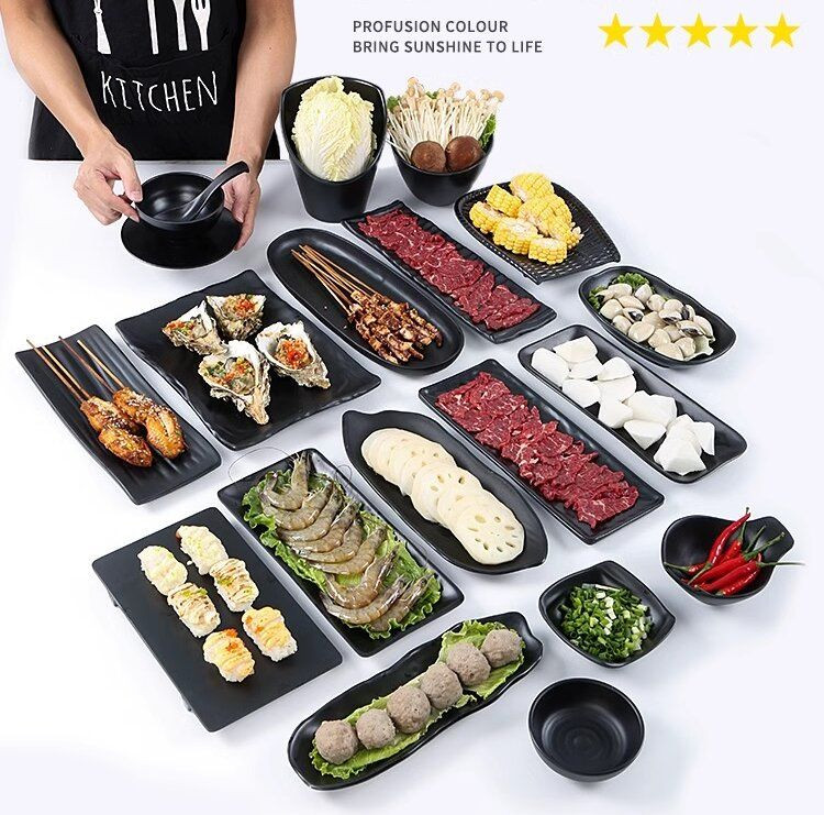 6.0-12.0 inch black melamine dinnerware surface frosting
