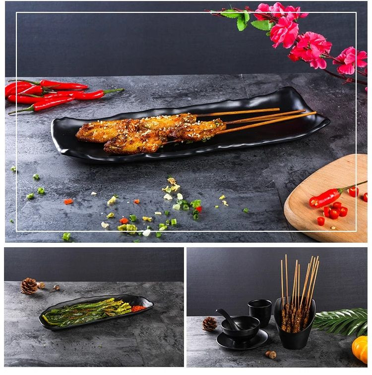6.0-12.0 inch black melamine dinnerware surface frosting