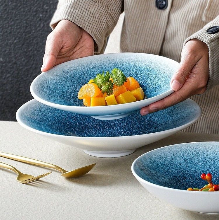 Blue melamine dinnerware 8.3-11.0 inch color soup plates