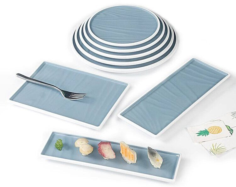 7.8-14.0 inch white melamine plate set surface frosting
