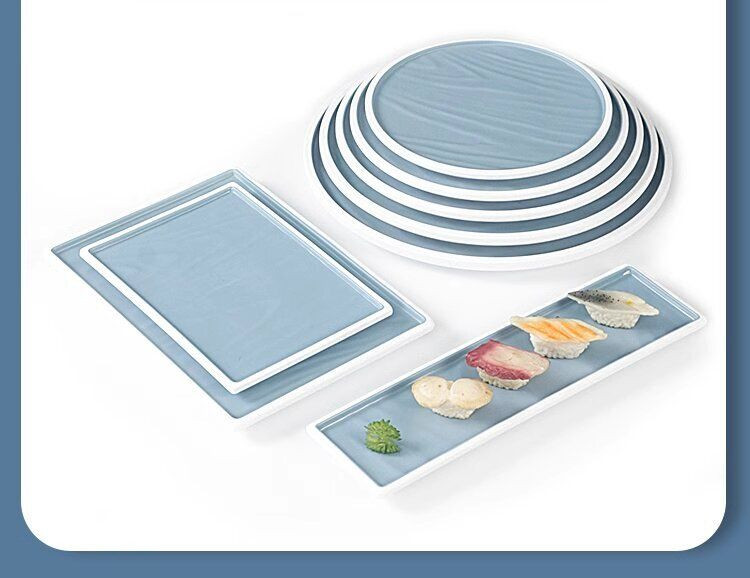 7.8-14.0 inch white melamine plate set surface frosting
