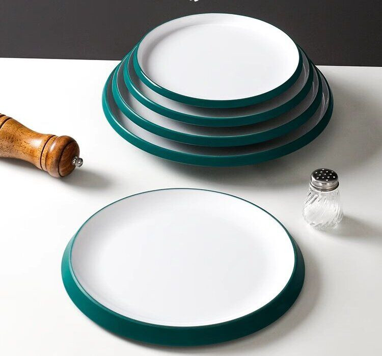 Green melamine dinnerware 7.0-12.0 inch color plates set